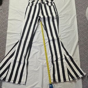 Altar'd State Black & White Vertical Stripe Flare Jeans